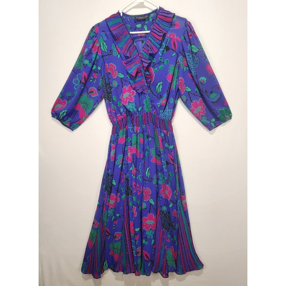Plaza‎ South Women's Vintage Colorful Floral Maxi Dress Purple Size M/L